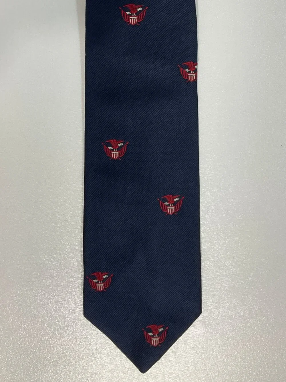 Razor Mens Navy Blue Tie with Patriotic Eagle USA Embroidered Pattern